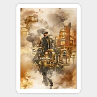 Steampunk city. Sticker